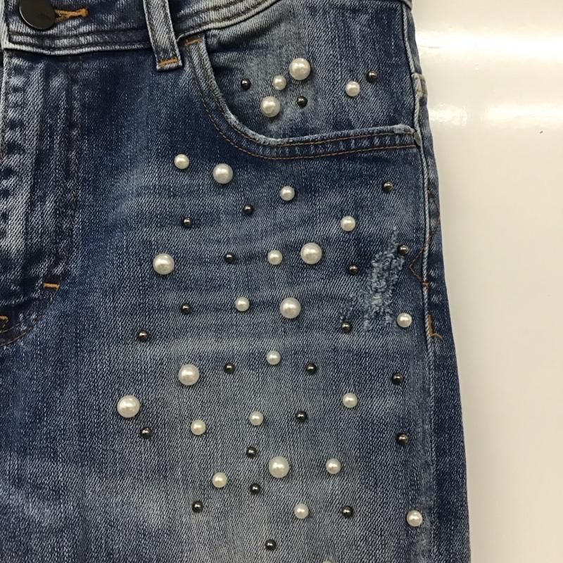 ザラ ZARA パンツ デニム、ジーンズ パール ダメージ加工 青 / ブルー /  レディース USED 古着 中古 10108587