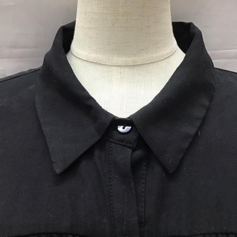 ザラ ZARA ワンピース ひざ丈スカート 7901 355 800 ティアードシャツワンピ 長袖 XL 無地 黒 / ブラック /  レディース USED 古着 中古 10112461
