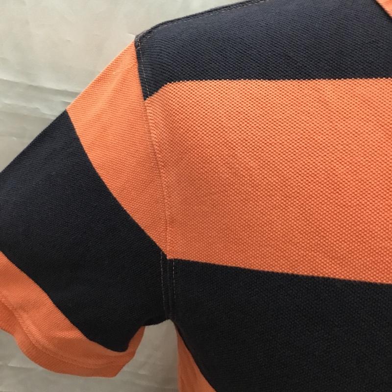トミーヒルフィガー TOMMY HILFIGER ポロシャツ 半袖 タグ付き L ボーダー柄 橙 / オレンジ / X 紺 / ネイビー /  メンズ USED 古着 中古 10112872