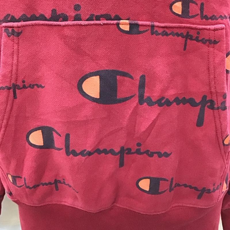 チャンピオン Champion パーカー 長袖 プルオーバー フーディー スウェット XL 総柄 えんじ / ワインレッド /  メンズ USED 古着 中古 10118391