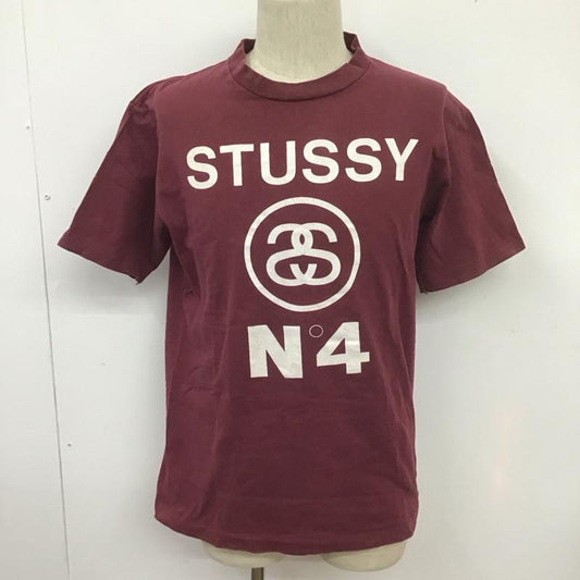ステューシー STUSSY Tシャツ 半袖 クルーネック プリント 90年代 M ロゴ、文字 えんじ / ワインレッド /  メンズ USED 古着 中古 10107639