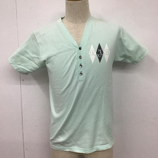 アールジェイビー R.J.B Tシャツ 半袖 フロントボタン Vネック 38 ロゴ、文字 薄緑 / ライトグリーン /  メンズ USED 古着 中古 10107540