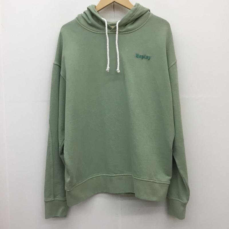 リプレイ REPLAY パーカー 半袖 L ロゴ、文字 緑 / グリーン /  メンズ USED 古着 中古 10110711