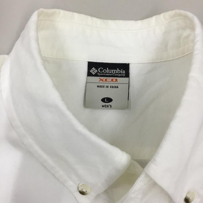 コロンビア Columbia シャツ、ブラウス 長袖 PM7051 トロイヒルシャツ ボタンダウン L 無地 白 / ホワイト /  メンズ USED 古着 中古 10121390