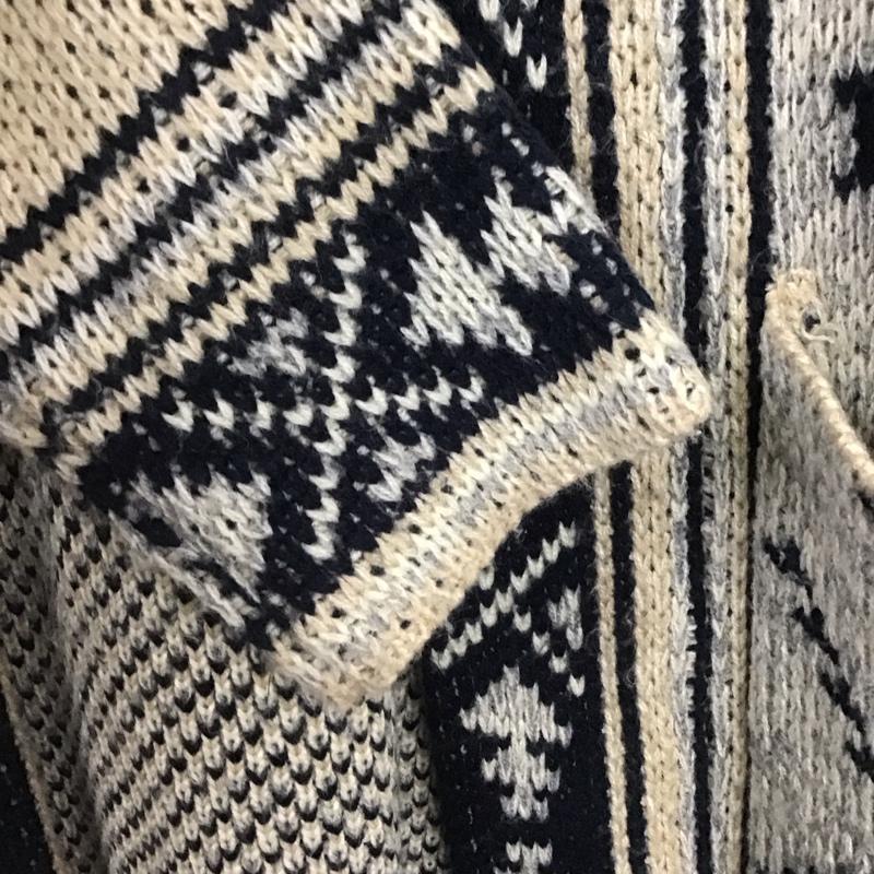 ベイフロー BAYFLOW カーディガン 長袖 BW1709BF02 ガウンニット ロング丈 3 ネイティブ柄 ベージュ / ベージュ / X 紺 / ネイビー /  レディース USED 古着 中古 10146617