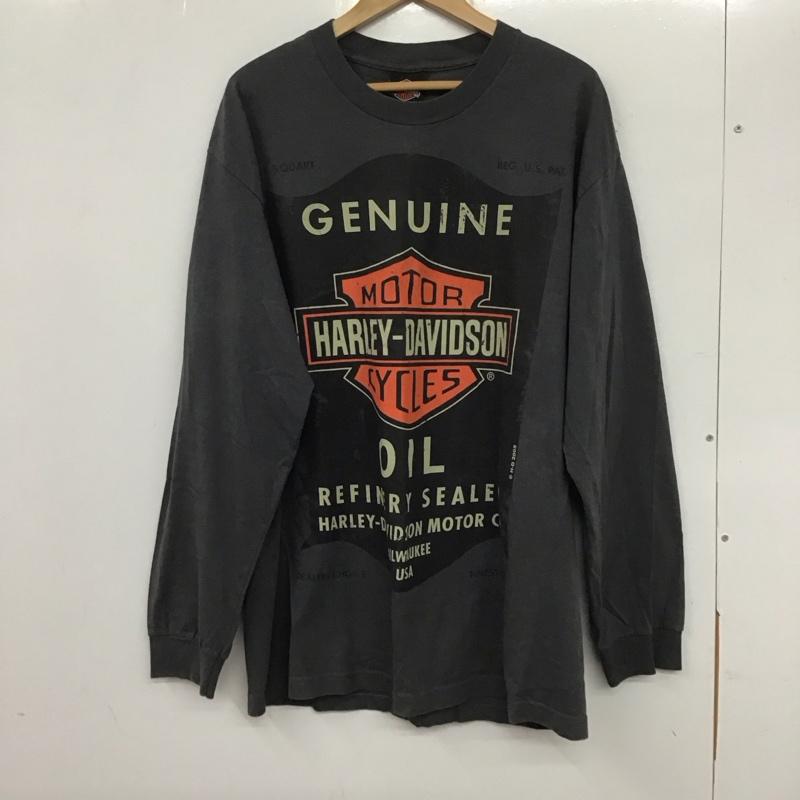 ハーレーダビッドソン Harley-Davidson カットソー 長袖 長袖カットソー プリントカットソー クルーネック L プリント 黒 / ブラック /  メンズ USED 古着 中古 10133146