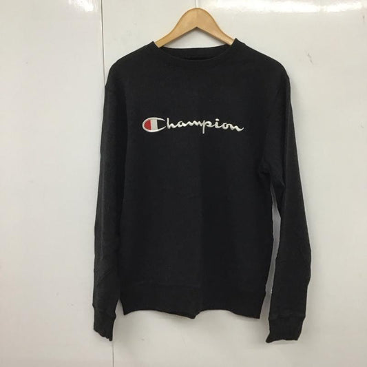 チャンピオン Champion トレーナー 長袖 長袖トレーナー スウェット クルーネック プルオーバー L ロゴ、文字 黒 / ブラック /  メンズ USED 古着 中古 10137836