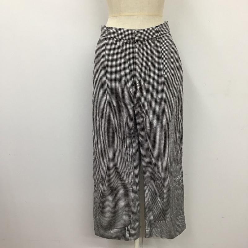 ローリーズファーム LOWRYS FARM ボトムス ボトムス LF518033AD ギンガムチェック ワイドパンツ タックパンツ L チェック 黒 / ブラック / X 白 / ホワイト /  レディース USED 古着 中古 10118749