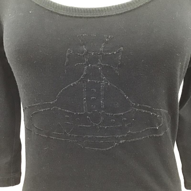 ヴィヴィアン ウエストウッド レッドレーベル Vivienne Westwood red label カットソー 七分袖 2 ロゴ、文字 黒 / ブラック /  レディース USED 古着 中古 10124508