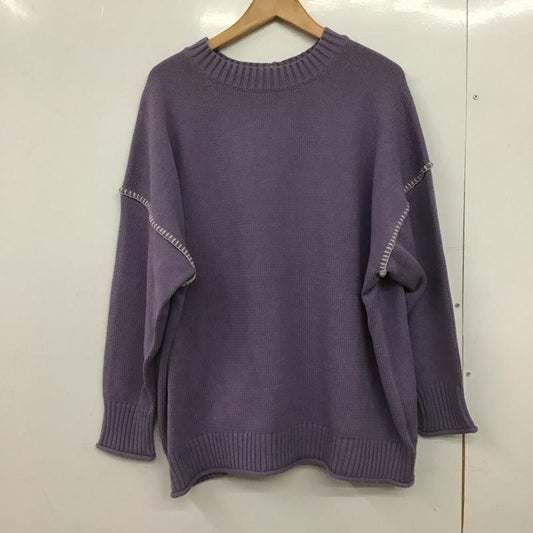 ローリーズファーム LOWRYS FARM ニット、セーター 長袖 長袖ニットカットソー クルーネック セーター FREE 無地 紫 / パープル /  レディース USED 古着 中古 10146692