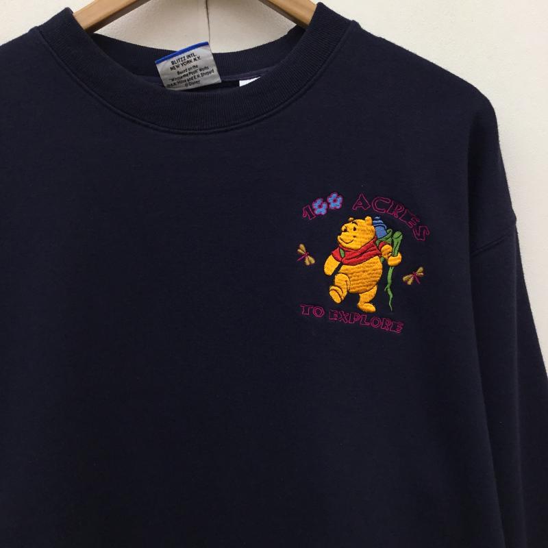 ユーズドクロージング used clothes トレーナー 長袖 90s POOH くまのプーさん L キャラクター 紺 / ネイビー /  メンズ USED 古着 中古 10142524