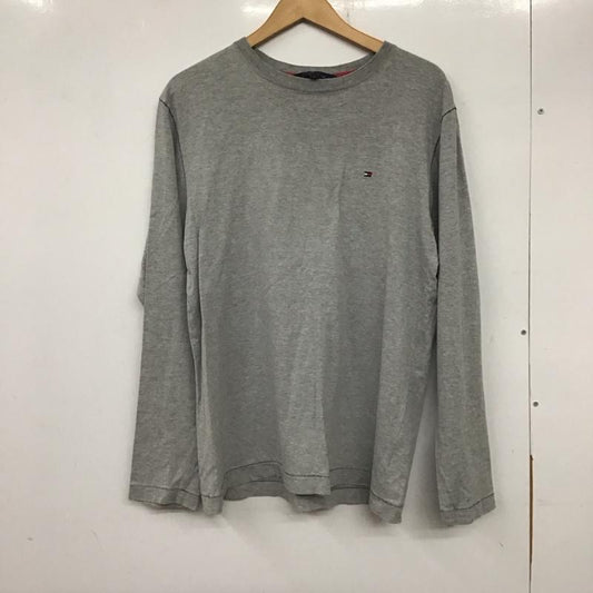 トミーヒルフィガー TOMMY HILFIGER カットソー 長袖 長袖カットソー クルーネックカットソー ロゴカットソー L ロゴ、文字 灰 / グレー /  メンズ USED 古着 中古 10137743