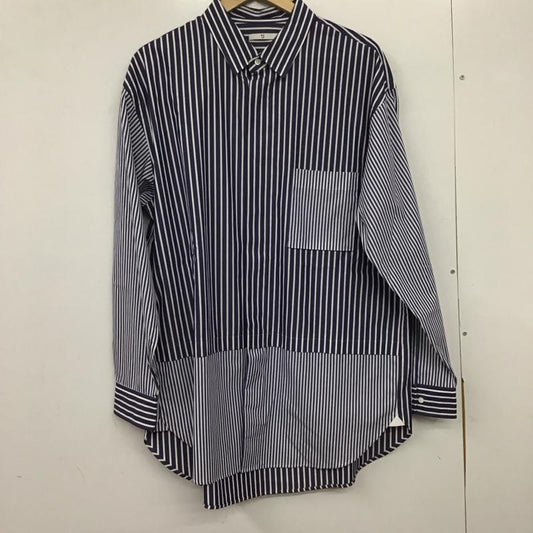 ユニクロ UNIQLO シャツ、ブラウス 長袖 331-436734 長袖シャツ カラーシャツ ストライプシャツ L ストライプ 白 / ホワイト / X 青 / ブルー /  メンズ USED 古着 中古 10139041