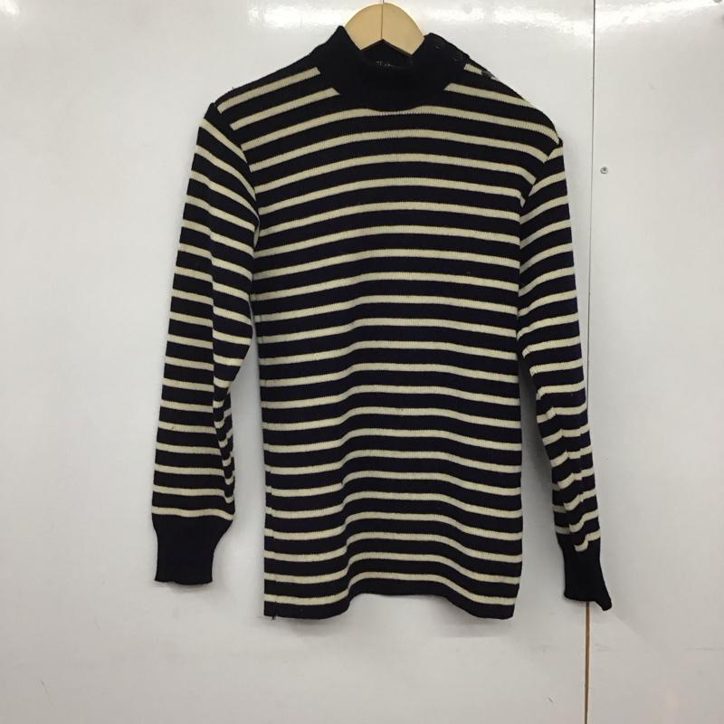 古着 USED ニット、セーター 長袖 長袖ニットカットソー スタンドネック セーター 48 ボーダー柄 白 / ホワイト / X 紺 / ネイビー /  メンズ USED 古着 中古 10142359