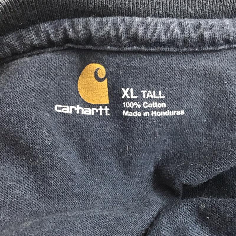 カーハート Carhartt カットソー 長袖 長袖カットソー ヘンリーネックカットソー XL ロゴ、文字 紺 / ネイビー /  メンズ USED 古着 中古 10125613