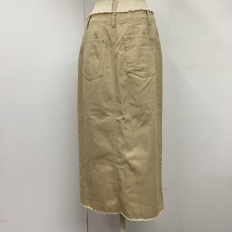 ローリーズファーム LOWRYS FARM スカート ロングスカート LF518009TS ハイウエストフリンジスカート タイトスカート L 無地 ベージュ / ベージュ /  レディース USED 古着 中古 10118692