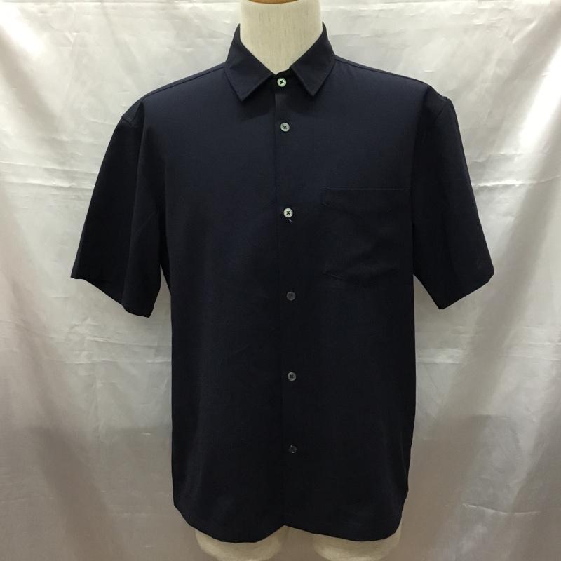 ナノユニバース nano・universe シャツ、ブラウス 半袖 半袖シャツ カラーシャツ 半袖カットソー 無地シャツ M 無地 紺 / ネイビー /  メンズ USED 古着 中古 10116244