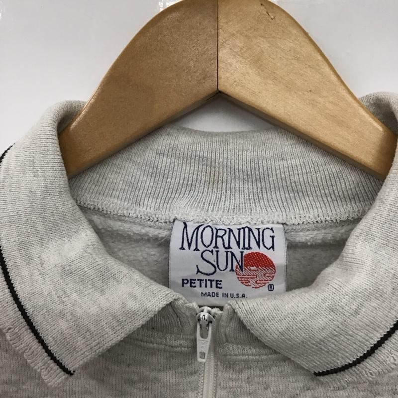 古着 USED トレーナー 長袖 長袖トレーナー スウェット ジップアップネック プルオーバー morningsun L プリント 灰 / グレー /  メンズ USED 古着 中古 10148978
