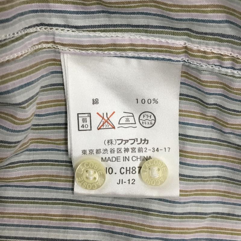 ラコステ LACOSTE シャツ、ブラウス 長袖 長袖シャツ カラーシャツ 長袖カットソー ストライプシャツ 4 ロゴ、文字 マルチカラー / マルチカラー /  メンズ USED 古着 中古 10120858