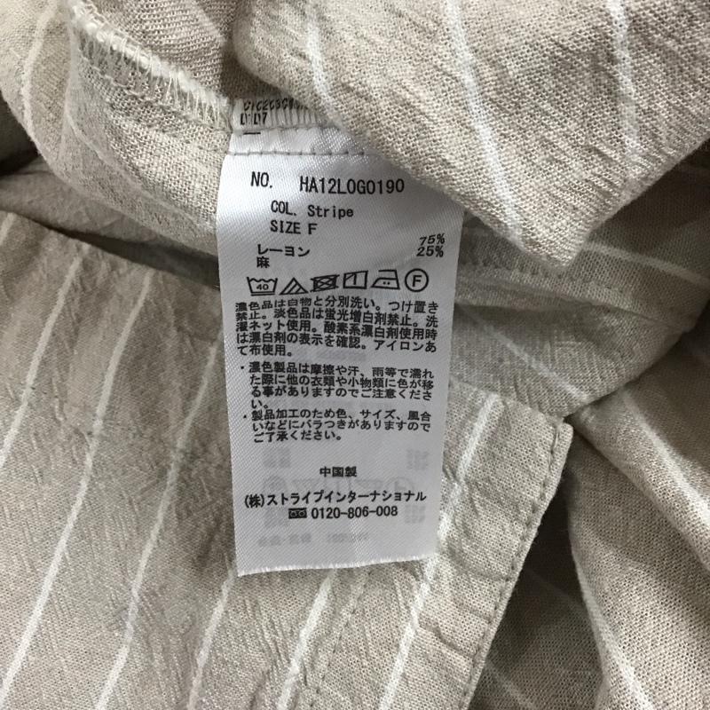 アメリカンホリック AMERICAN HOLIC チュニック 半袖 HA12L0G0190 スキッパーリネンブレンドポンチョチュニック FREE ストライプ ベージュ / ベージュ /  レディース USED 古着 中古 10129230