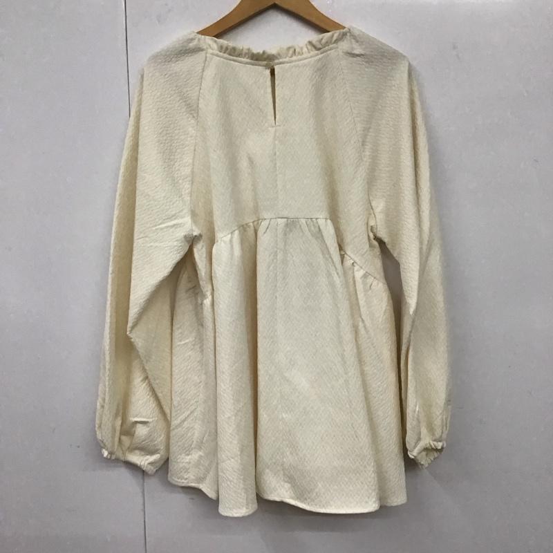 アメリカンホリック AMERICAN HOLIC シャツ、ブラウス 長袖 HC51L0A0100 ラグランジャガードロングブラウス L 無地 アイボリー / アイボリー /  レディース USED 古着 中古 10130985