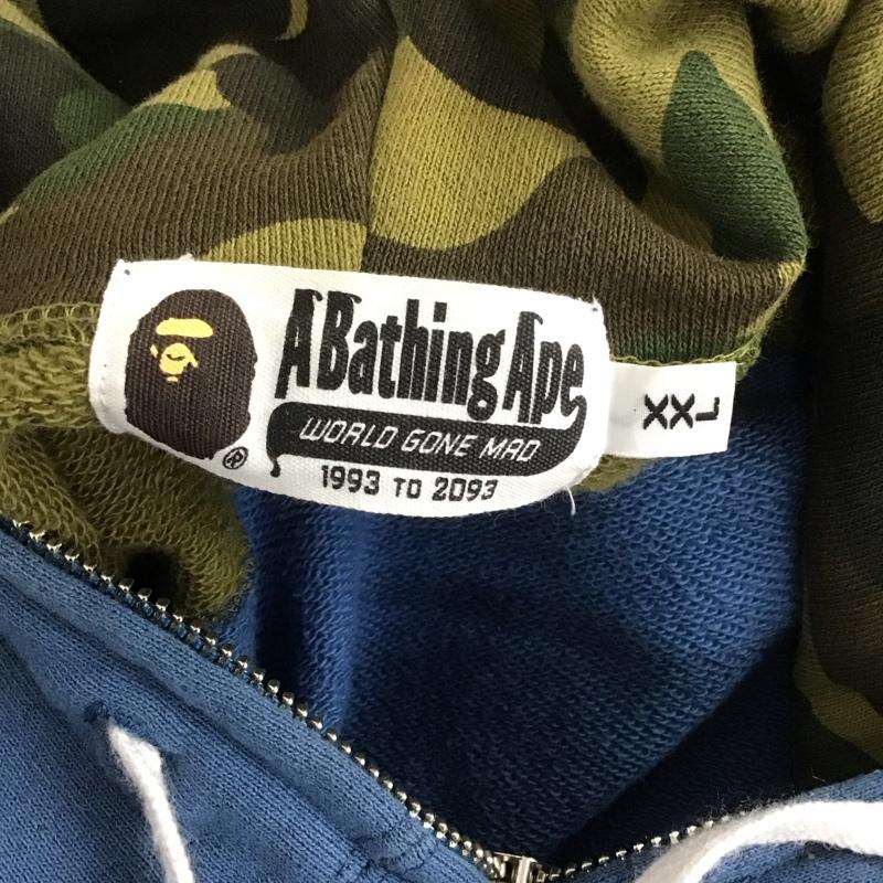 アベイシングエイプ A BATHING APE パーカー 長袖 ジップアップパーカー 長袖パーカー フード付きパーカー XXL 無地 青 / ブルー /  メンズ USED 古着 中古 10107398
