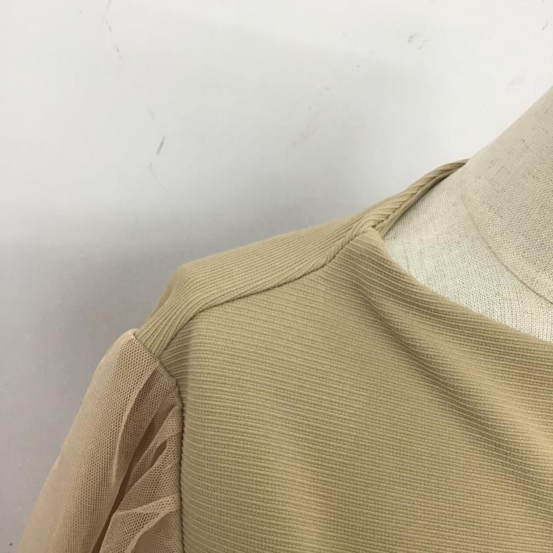 ミスティウーマン mysty woman カットソー 長袖 mw060166ts ハイネックチュールタック袖プルオーバー 長袖カットソー 袖レース FREE 無地 ベージュ / ベージュ /  レディース USED 古着 中古 10105638