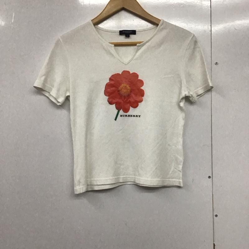 バーバリーロンドン Burberry London Tシャツ 半袖 FAA29-410 キーネック 1 花柄 白 / ホワイト /  レディース USED 古着 中古 10141964