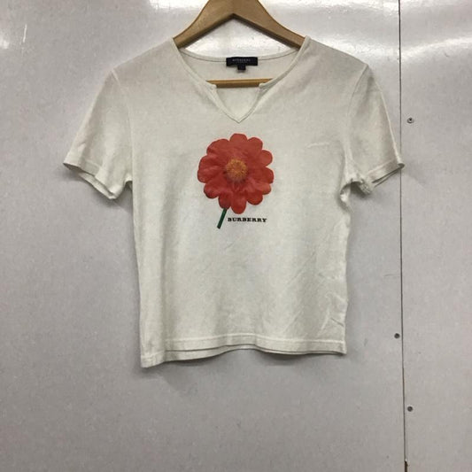バーバリーロンドン Burberry London Tシャツ 半袖 FAA29-410 キーネック 1 花柄 白 / ホワイト /  レディース USED 古着 中古 10141964