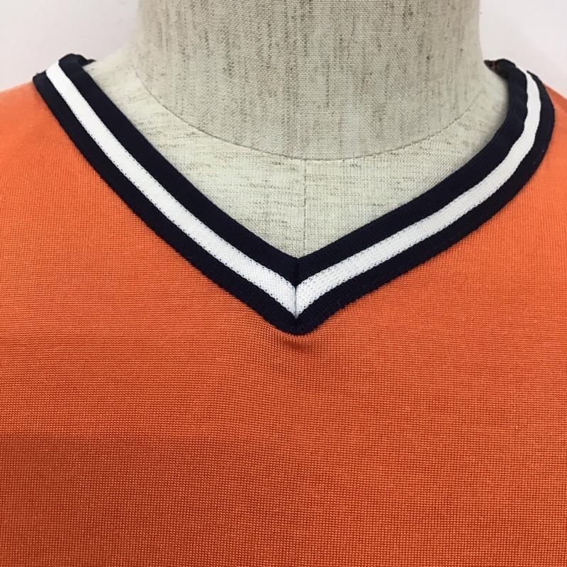 トミーヒルフィガー TOMMY HILFIGER Tシャツ 半袖 Vネック L ロゴ、文字 橙 / オレンジ /  メンズ USED 古着 中古 10108187
