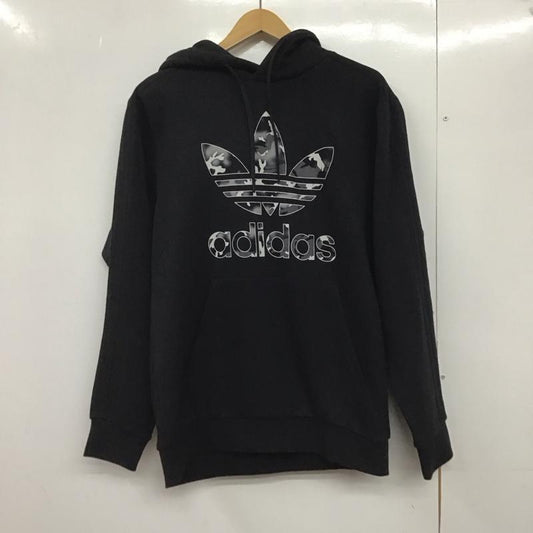 アディダス adidas パーカー 長袖 長袖パーカー プルオーバーパーカー スウェット L ロゴ、文字 黒 / ブラック /  メンズ USED 古着 中古 10145496