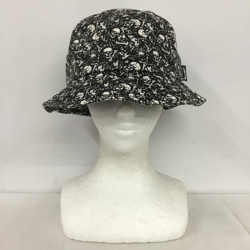 ステューシー STUSSY 帽子 ハット バケットハット ドクロ スカル 総柄 黒 / ブラック / X 白 / ホワイト /  メンズ USED 古着 中古 10147564