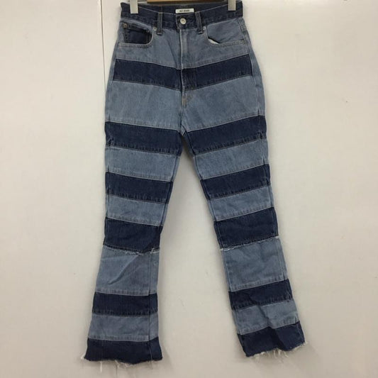 スライ SLY パンツ デニム、ジーンズ 030FSZ12-3310 PATCH WORK FLARE PT パッチワーク フレアパンツ 0 ボーダー柄 インディゴ / インディゴ / X 水色 / ライトブルー /  レディース USED 古着 中古 10107948