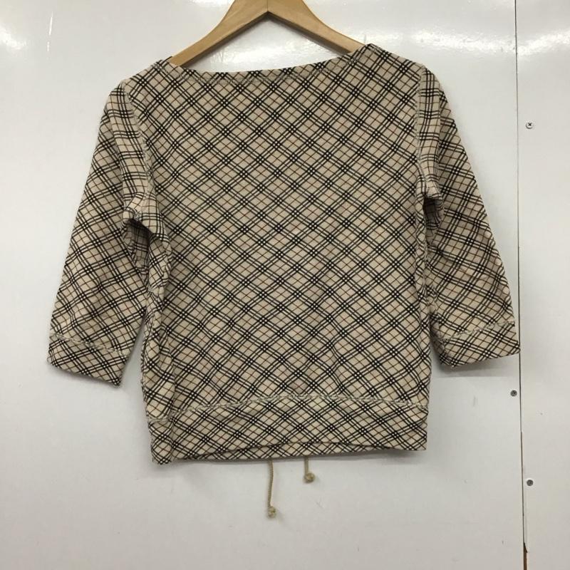 バーバリーブルーレーベル BURBERRY BLUE LABEL カットソー 七分袖 FAF20-657 ノバチェック ポケット付き 38 ワンポイント ベージュ / ベージュ / X 黒 / ブラック / X 赤 / レッド / X 白 / ホワイト /  レディース USED 古着 中古 10150829