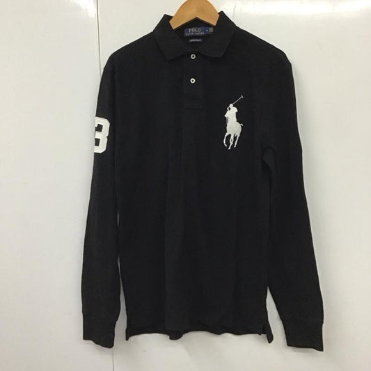 ポロラルフローレン POLO RALPH LAUREN ポロシャツ 長袖 長袖ポロシャツ 長袖カットソー カラーシャツ M ロゴ、文字 黒 / ブラック /  メンズ USED 古着 中古 10130736