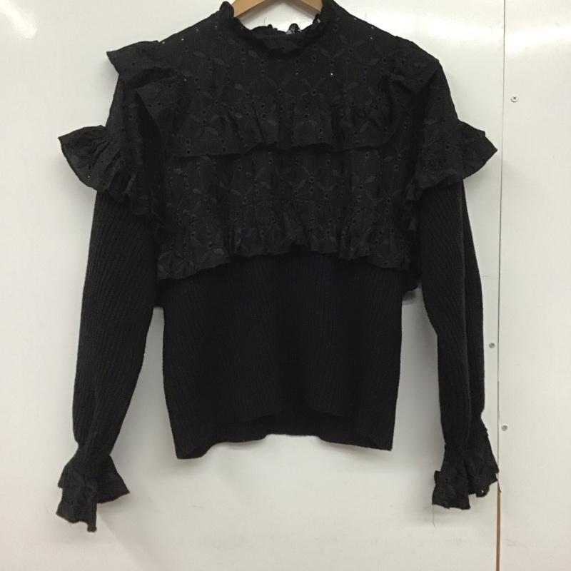 ザラ ZARA ニット、セーター 長袖 長袖ニットカットソー プルオーバー セーター M 無地 黒 / ブラック /  レディース USED 古着 中古 10145413