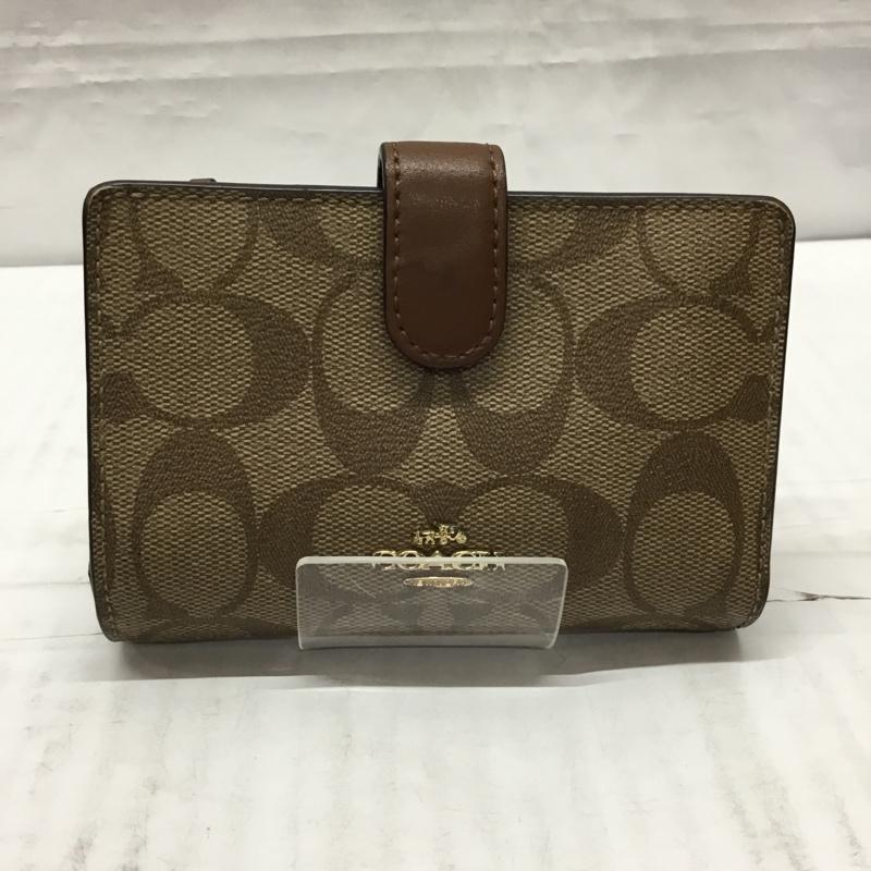 コーチ COACH 財布 二つ折り シグネチャー ロゴ、文字 茶 / ブラウン /  レディース USED 古着 中古 10109864