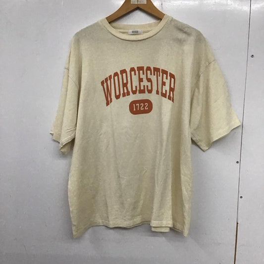 ローリーズファーム LOWRYS FARM Tシャツ 半袖 半袖カットソー プリントTシャツ クルーネックカットソー FREE ロゴ、文字 アイボリー / アイボリー /  レディース USED 古着 中古 10136437