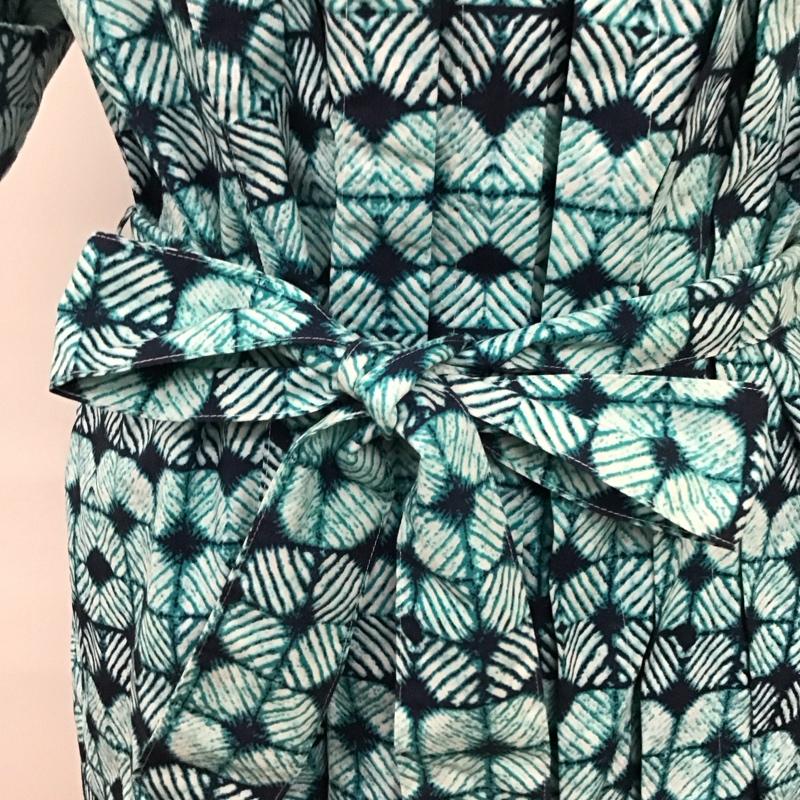 ブルックスブラザーズ BROOKS BROTHERS ワンピース ひざ丈スカート 346 半袖 4 総柄 青 / ブルー / X 紺 / ネイビー /  レディース USED 古着 中古 10118793
