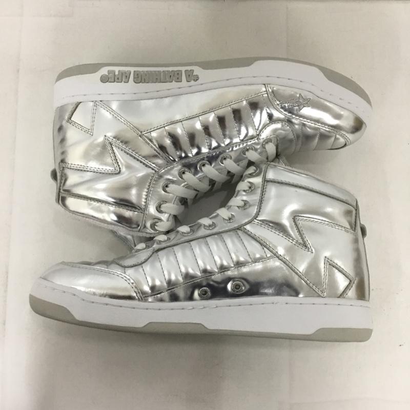 アベイシングエイプ A BATHING APE スニーカー スニーカー 2008FS-039 BAPESTA ベイプスタ ハイカット 10.5 箱有 2007年 ロゴ、文字 銀 / シルバー /  メンズ USED 古着 中古 10145439
