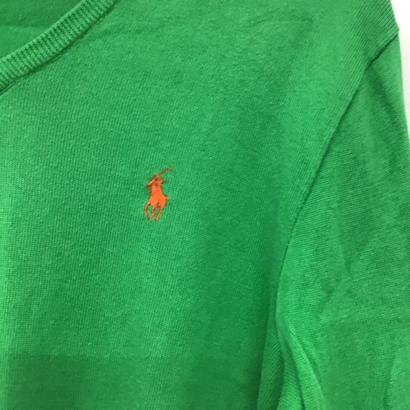 ポロゴルフラルフローレン POLOGOLF ニット、セーター 長袖 長袖ニットカットソー Vネック セーター L ロゴ、文字 緑 / グリーン /  メンズ USED 古着 中古 10141852