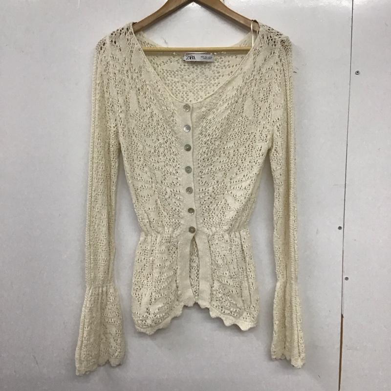 ザラ ZARA カーディガン 長袖 S 無地 白 / ホワイト /  レディース USED 古着 中古 10136899