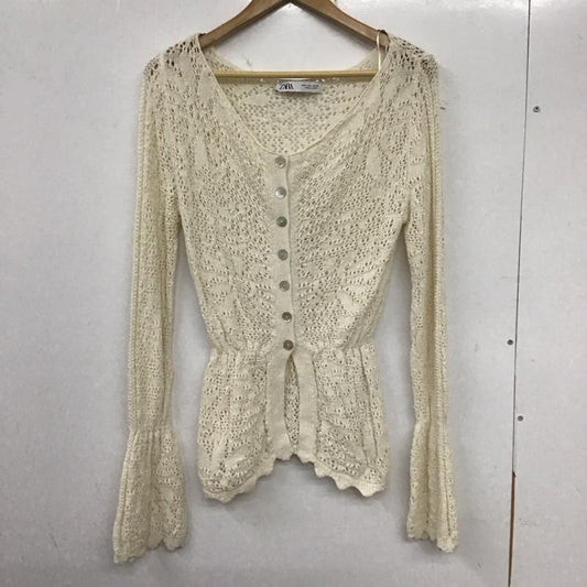 ザラ ZARA カーディガン 長袖 S 無地 白 / ホワイト /  レディース USED 古着 中古 10136899