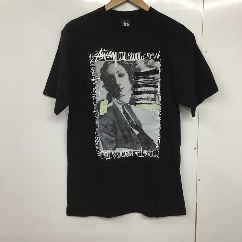 ステューシー STUSSY Tシャツ 半袖 半袖カットソー プリントTシャツ クルーネックカットソー M プリント 黒 / ブラック /  メンズ USED 古着 中古 10141375