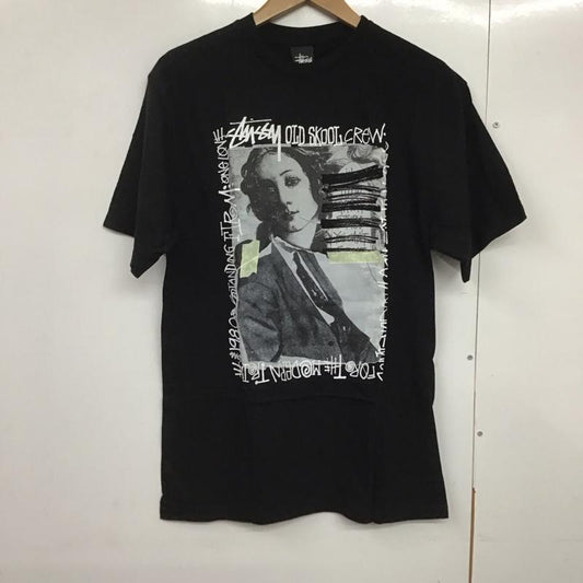 ステューシー STUSSY Tシャツ 半袖 半袖カットソー プリントTシャツ クルーネックカットソー M プリント 黒 / ブラック /  メンズ USED 古着 中古 10141375