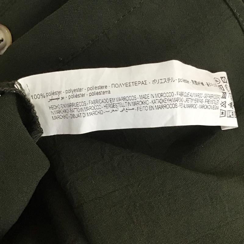 ザラ ZARA ワンピース ミニスカート フリル スタンドカラー 長袖 S 無地 カーキ / カーキ /  レディース USED 古着 中古 10113503