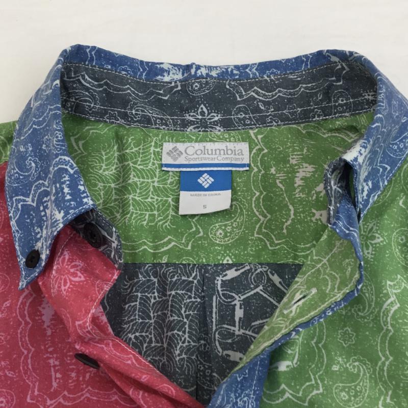 コロンビア Columbia シャツ、ブラウス 半袖 Columbia ペイズリー柄　半袖シャツ　112 PM7376 S バンダナ柄 薄緑 / ライトグリーン / X 青 / ブルー / X マゼンタ / マゼンタ / X 灰 / グレー /  メンズ USED 古着 中古 10127627