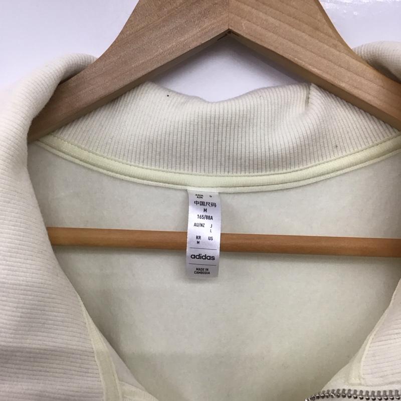 アディダス adidas トレーナー 長袖 ハーフジップ L 無地 オフホワイト / オフホワイト /  レディース USED 古着 中古 10147240