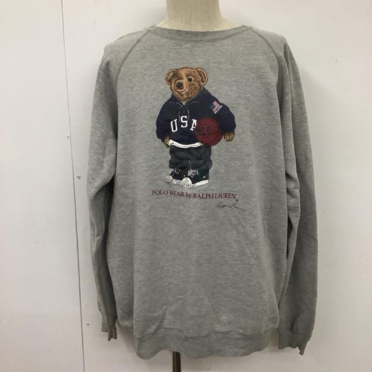 ポロバイラルフローレン Polo by RALPH LAUREN トレーナー 長袖 ポロベア スウェット 裏起毛 M プリント 灰 / グレー /  メンズ USED 古着 中古 10110963