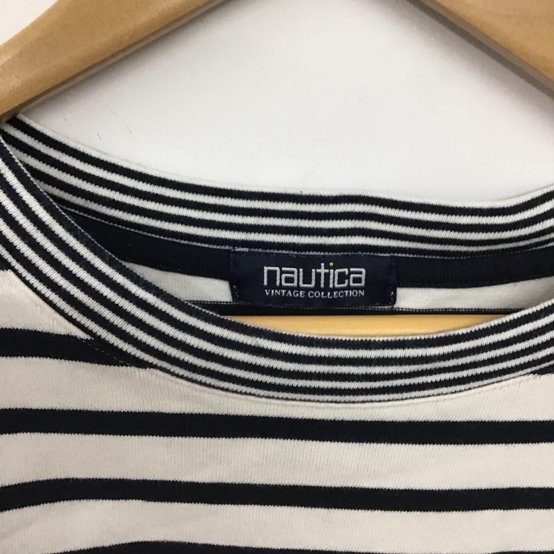 ノーティカ NAUTICA Tシャツ 半袖 半袖カットソー プリントTシャツ クルーネックカットソー L ボーダー柄 白 / ホワイト / X 紺 / ネイビー /  メンズ USED 古着 中古 10148132